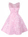 Pink 1950s Floral Lace Strapless Bow Dress