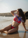 3PCS 1980s Patriotic Graphic Mesh Crop Top & Bikini Set