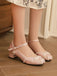 Floral Jacquard Pearl Mary Jane High Heels