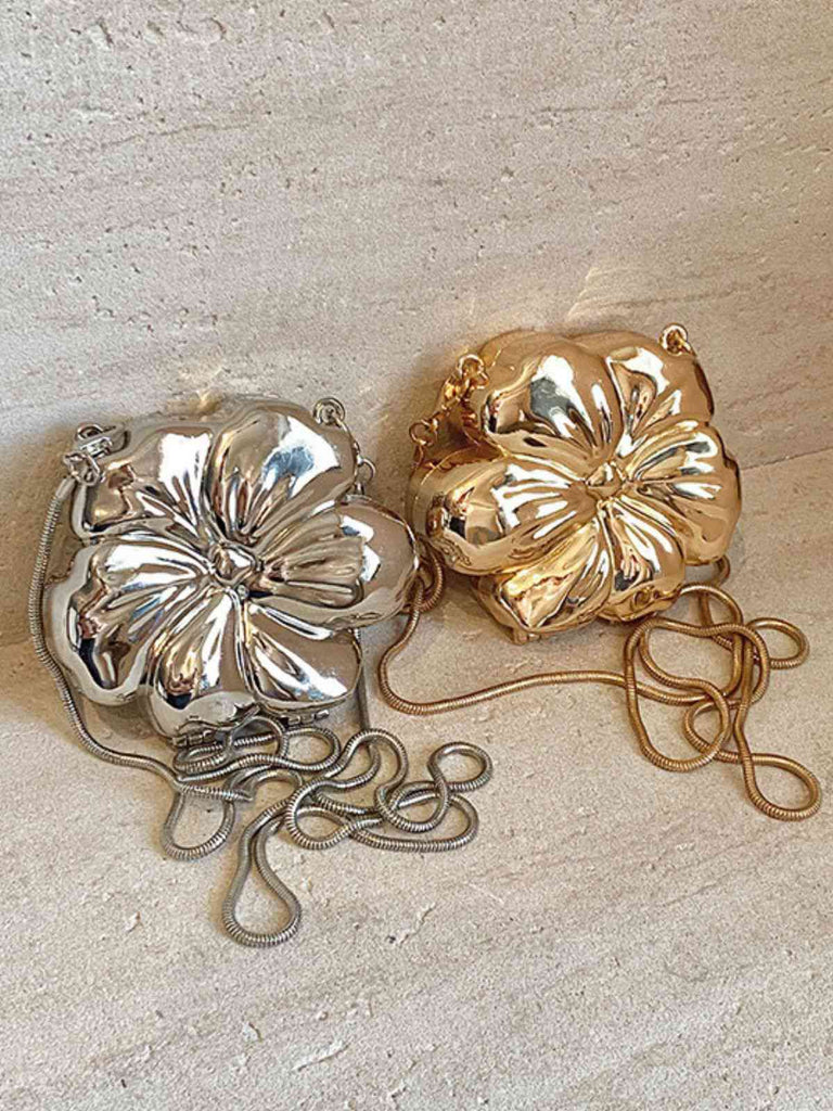 Flower Shape Alloy Chain Mini Bag