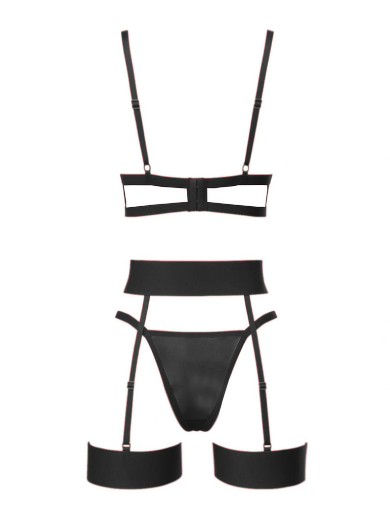 3PCS 1980s Lace Bow Detail Lingerie Set