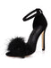 Feather Suede Strap High Heels