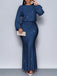 1930s Glitter Ruched Lantern Sleeve Knit Fishtail Dress