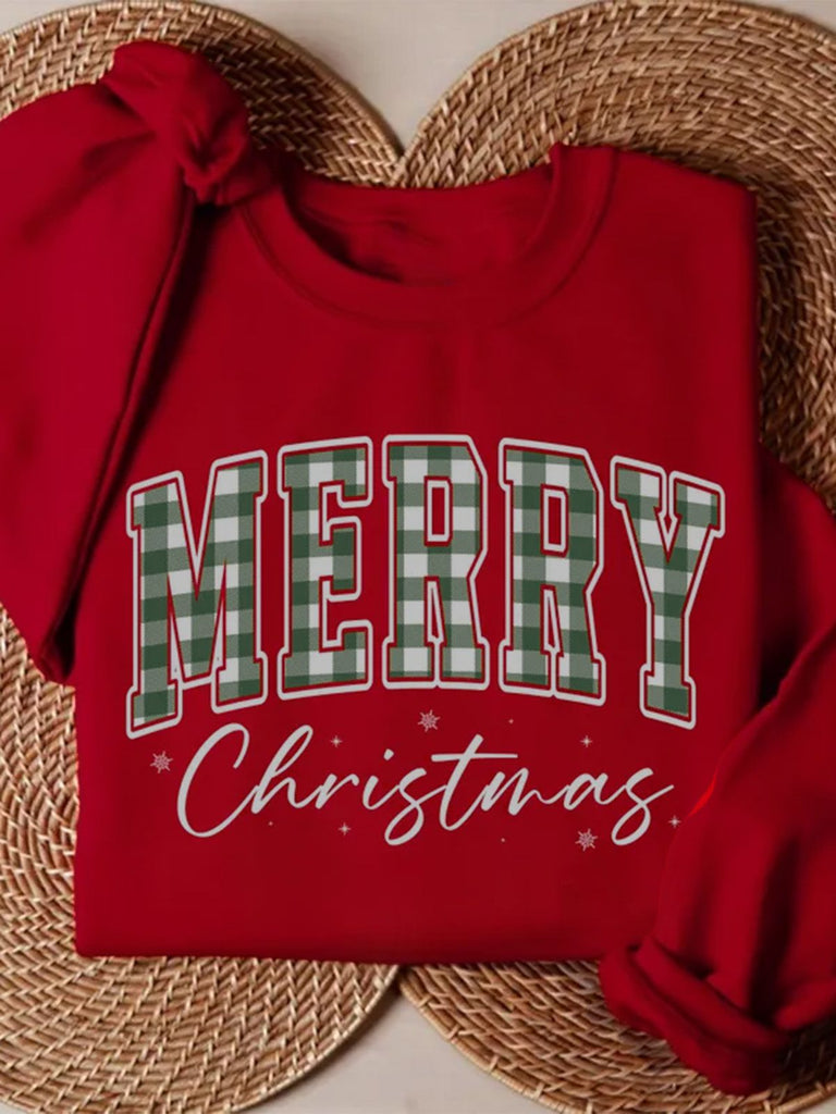 1980s Plaid Letter Christmas Sweatshirt