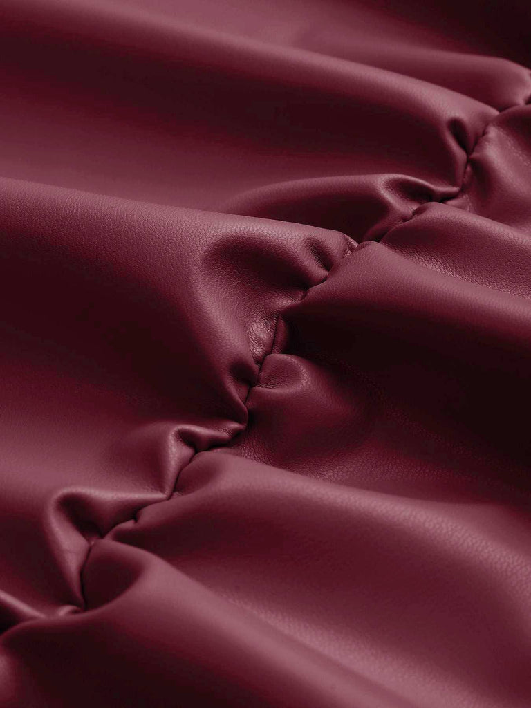 1980s Faux Leather Bow Long Sleeve Dress