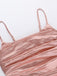 Pink 1930s Solid Satin Ruched Slit Dress