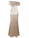 Champagne 1930s Off Shoulder Slit Satin Dress
