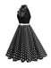 1950s Bow Tie Neck Polka Dot Belted Dress