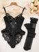 [Pre-Sale] Black 1980s Slip Satin Lace Underwire Lingerie With Stockings
