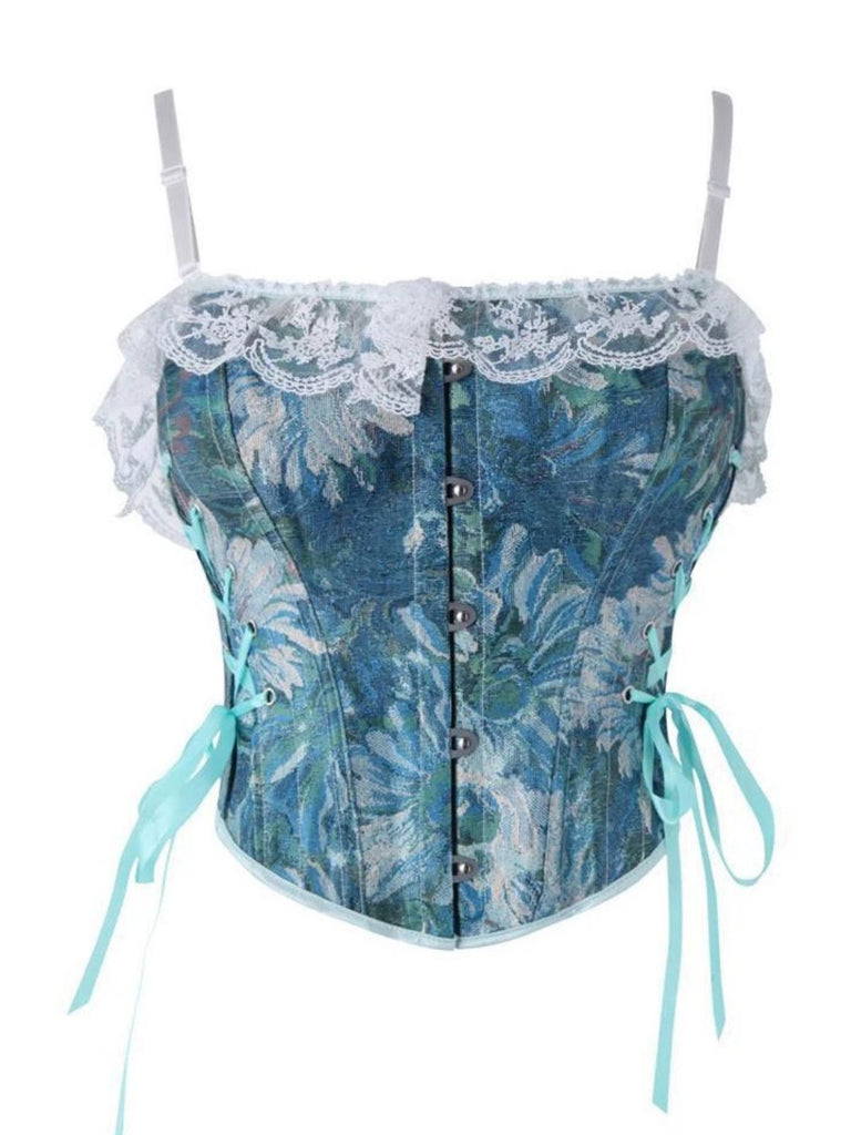 1960s Floral Lace Spaghetti Straps Corset Top