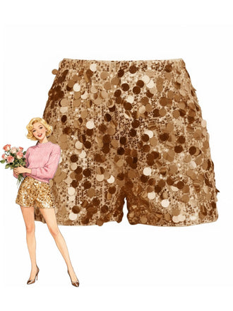 1980s Metallic Sequined Disco Shorts