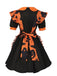 1950s Halloween Pumpkin Ghost Ruffled Dress