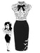 Black 1960s Bats Bow Lapel Pencil Dress