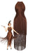 Coffee 1920s Solid Fringe Halter Sleeveless Dress