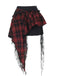 1980s Asymmetric Plaids Lace Chain Gothic Skirt