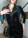 Dark Green 1960s Lapel Button Velvet Dress