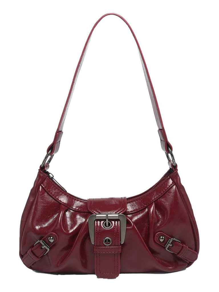 Vintage Leather Buckle Design Shoulder Bag