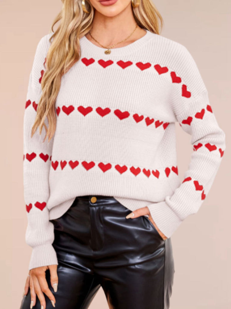 1940s Valentine's Day Heart Knitted Sweater