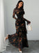 Black 1930s Floral Mesh Ruffle Maxi Dress