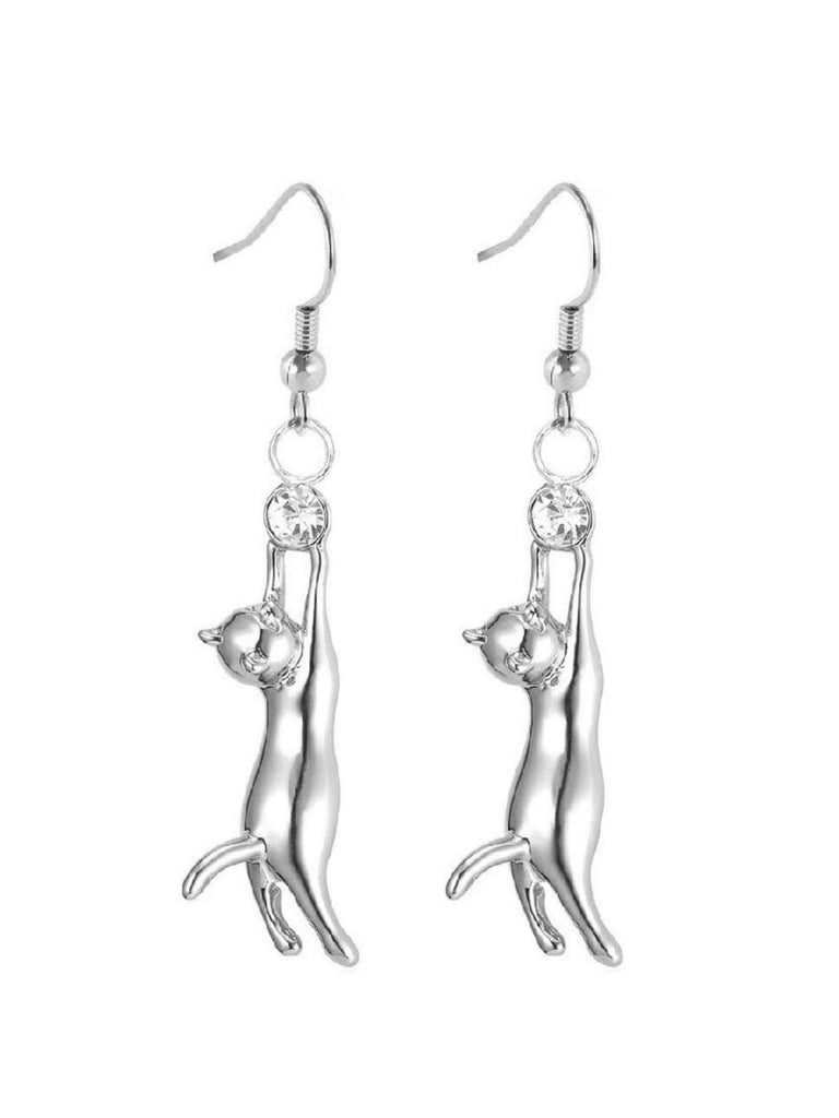 Halloween Cat Diamond Pendant Earrings