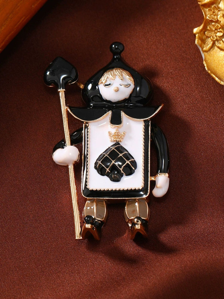 Vintage Red Heart Black Spade Soldier Christmas Brooch