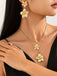 Floral Double Clavicle Necklace & Earrings Set