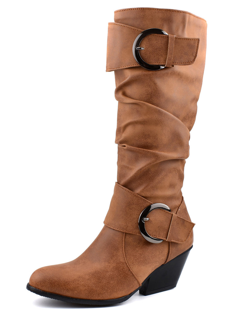 Vintage Buckle Western Style Cowboy Boots