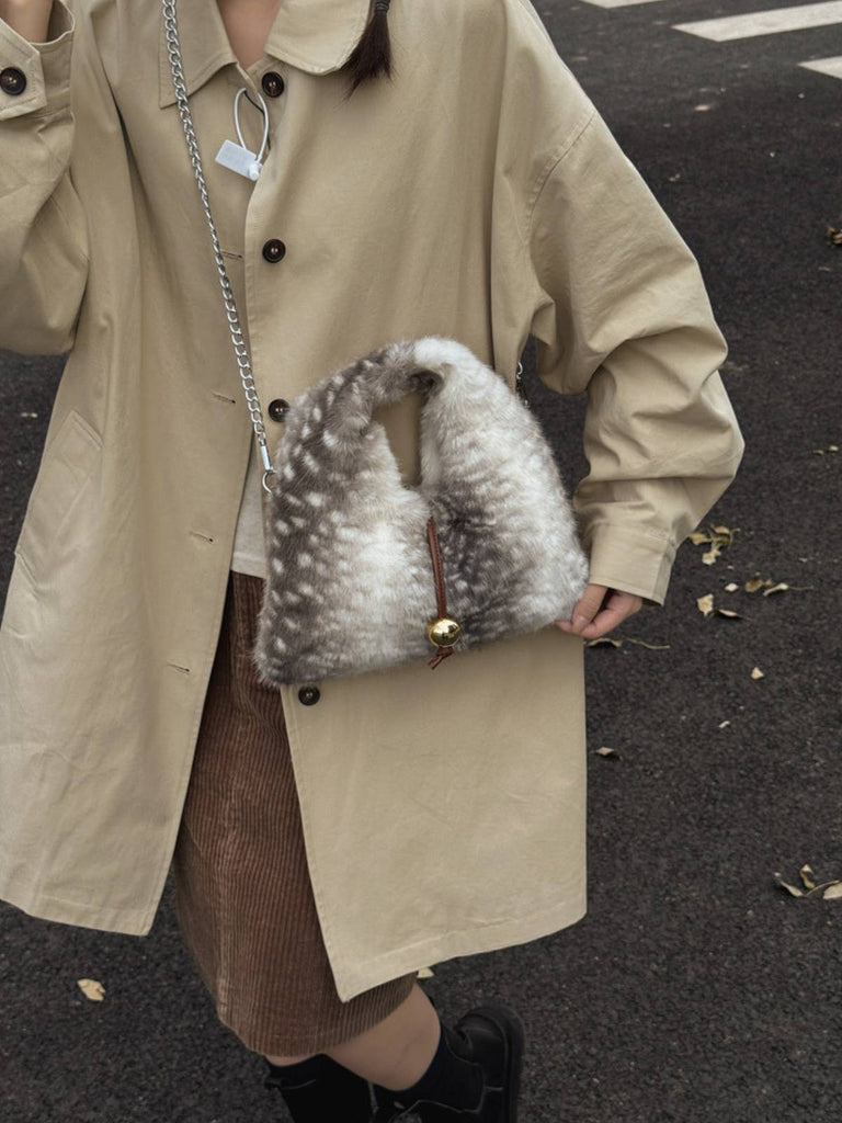 Retro Deer Style Bell Faux Fur Bag