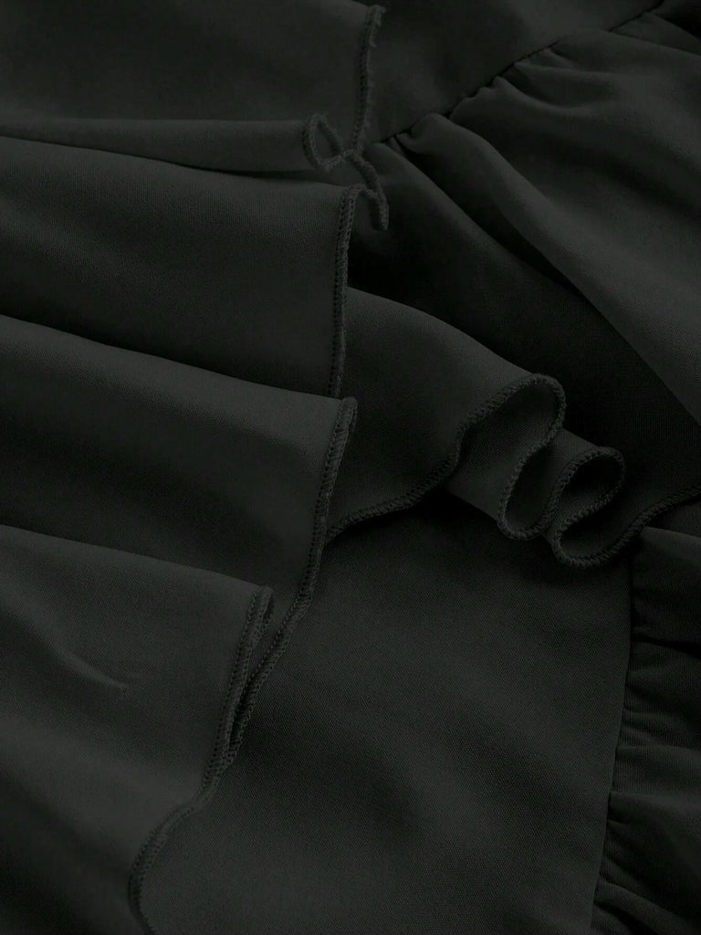 [Pre-Sale] 1950s Suspender Ruched Tiered Ruffle Hem Dress