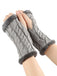 Winter Faux Fur Trim Knit Fingerless Gloves