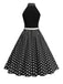 1950s Bow Tie Neck Polka Dot Belted Dress