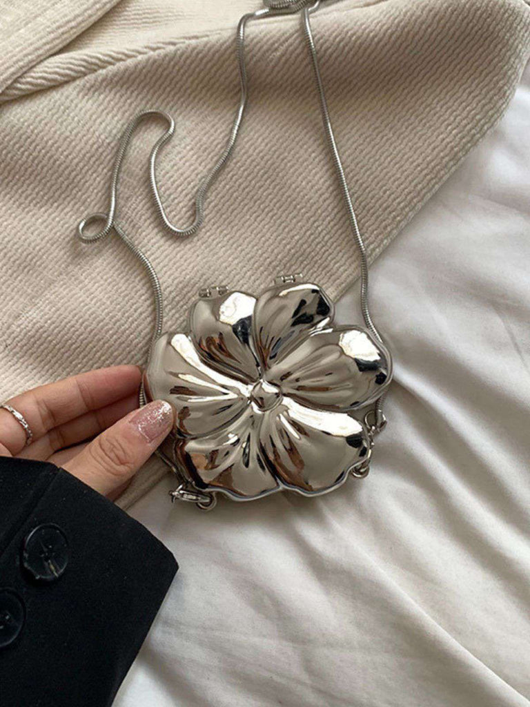 Flower Shape Alloy Chain Mini Bag