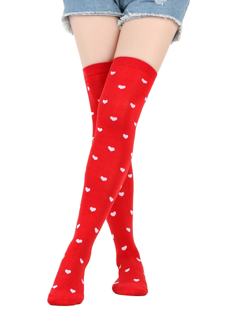 Valentine Heart Lip High-Thigh Socks