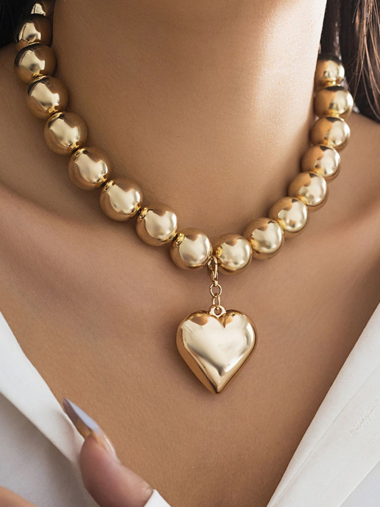 Vintage Pearl Heart Pendant Necklace