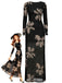 1930s Floral Mesh Long Sleeve Maxi Dress