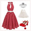 Red 1950s Polka Dot Halter Dress