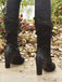 Leather Petal Edge Lace-Up Mid-Calf Boots