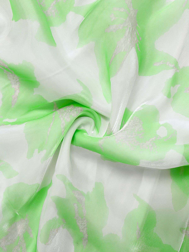 1930s Bow Organza Floral Spaghetti Straps Dress