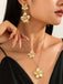 Floral Double Clavicle Necklace & Earrings Set