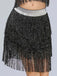 1920s Fringe Solid Elastic Waist Skirt