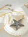 Conch Starfish Pendant Leather Cord Necklace