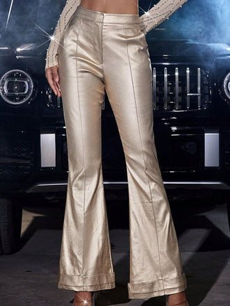 1970s Metallic High-Waist Flared Pants