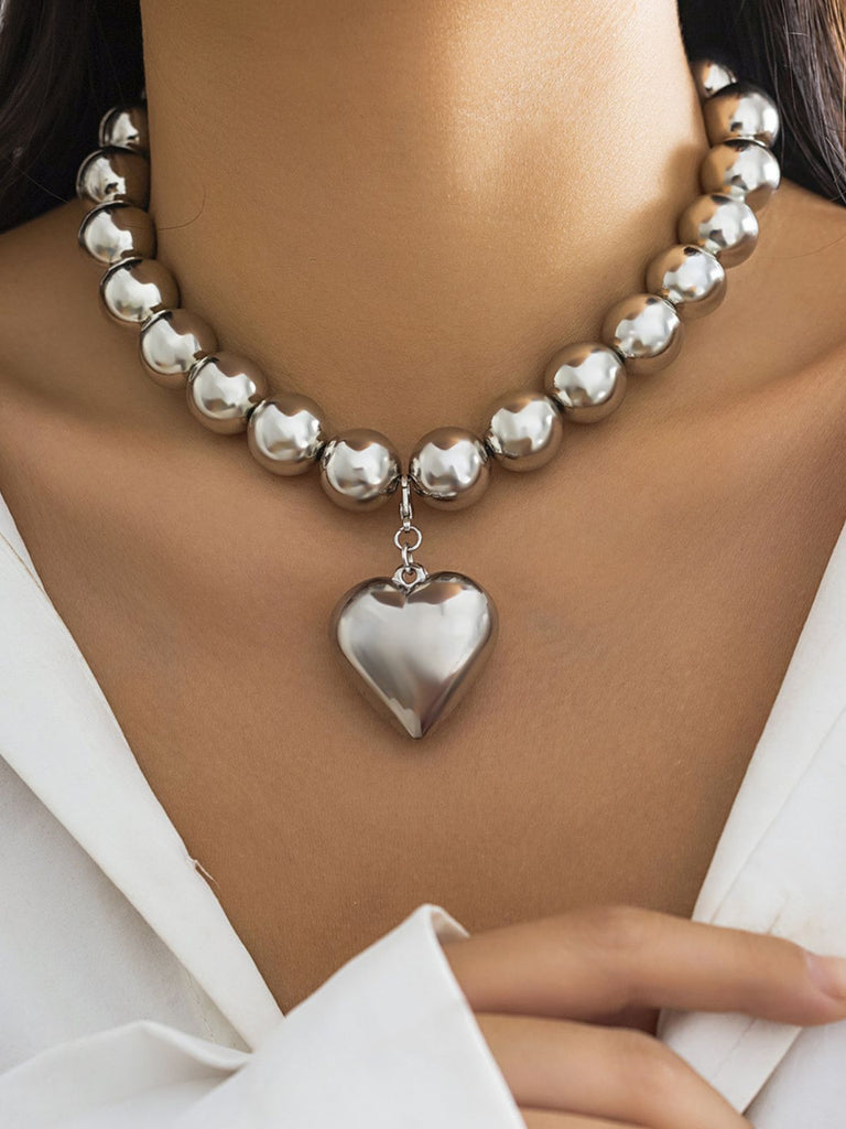 Vintage Pearl Heart Pendant Necklace