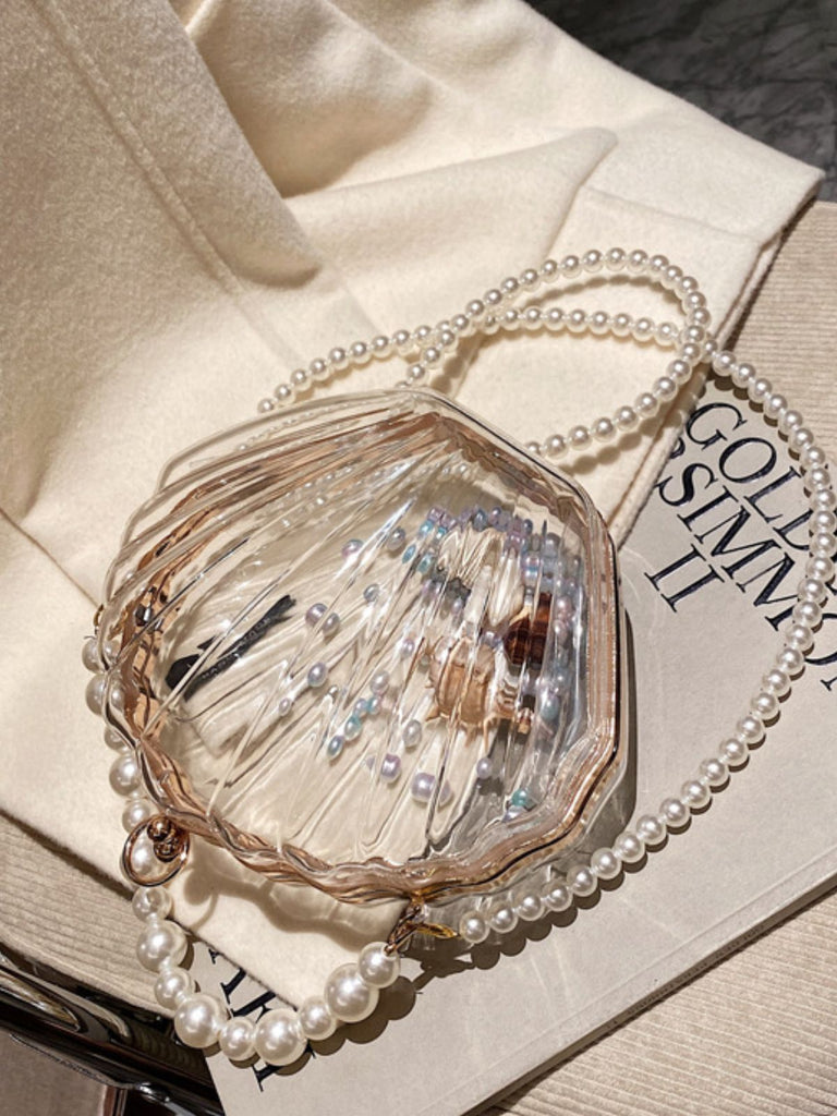 Vintage 3D Seashell Transparent Pearl Chain Bag