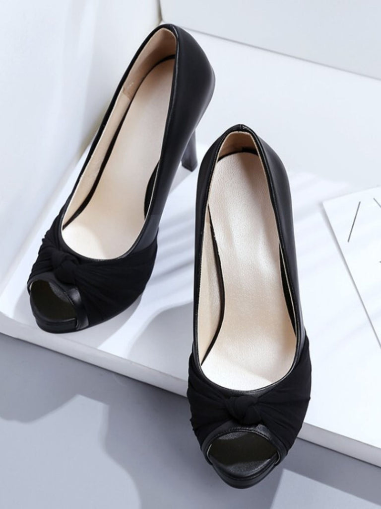Peep Toe Knot Stiletto High Heels