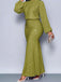 1930s Glitter Ruched Lantern Sleeve Knit Fishtail Dress