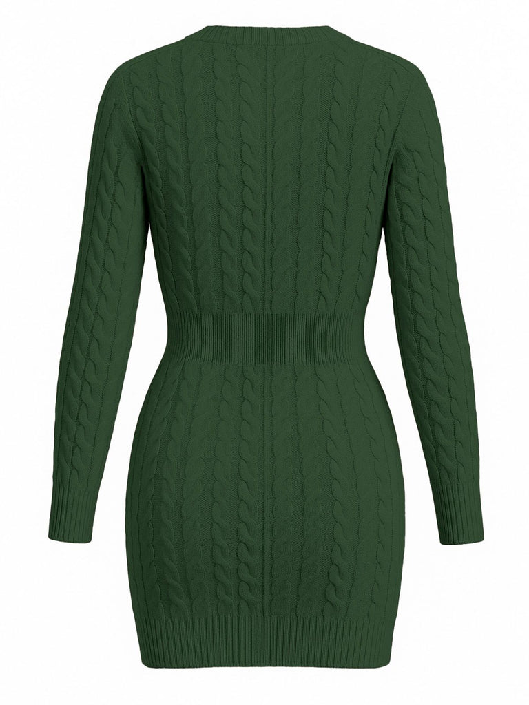 1960s Cable Knit  Long Sleeves Dress