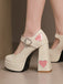 Vintage Heart Cut-Outs & Buckle Mary Jane High Heel Shoes