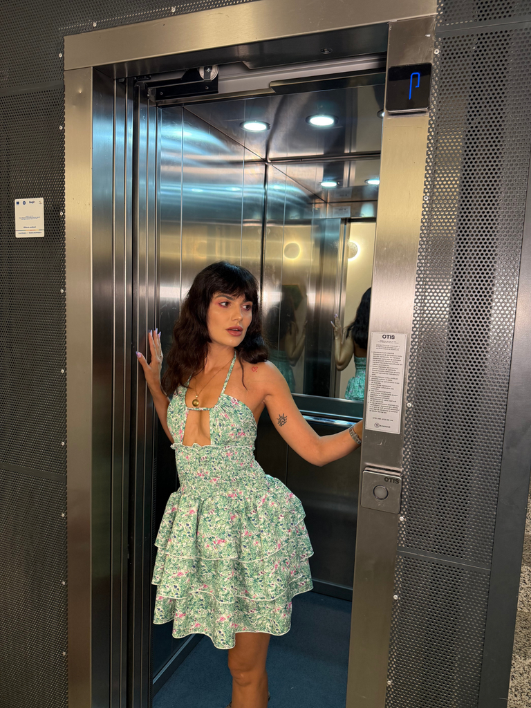 1960s Ditsy Floral Cut-Out Umbrella Dress