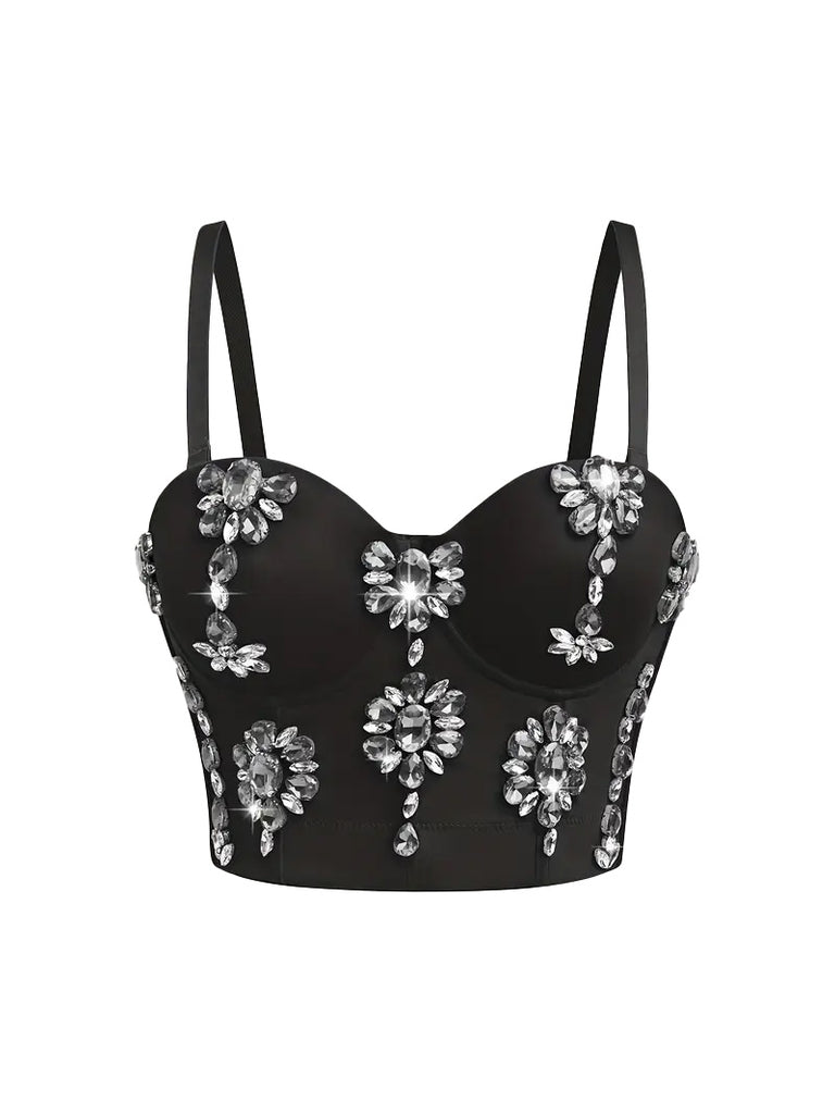1970s Slip Crystal Cropped Bustier Top